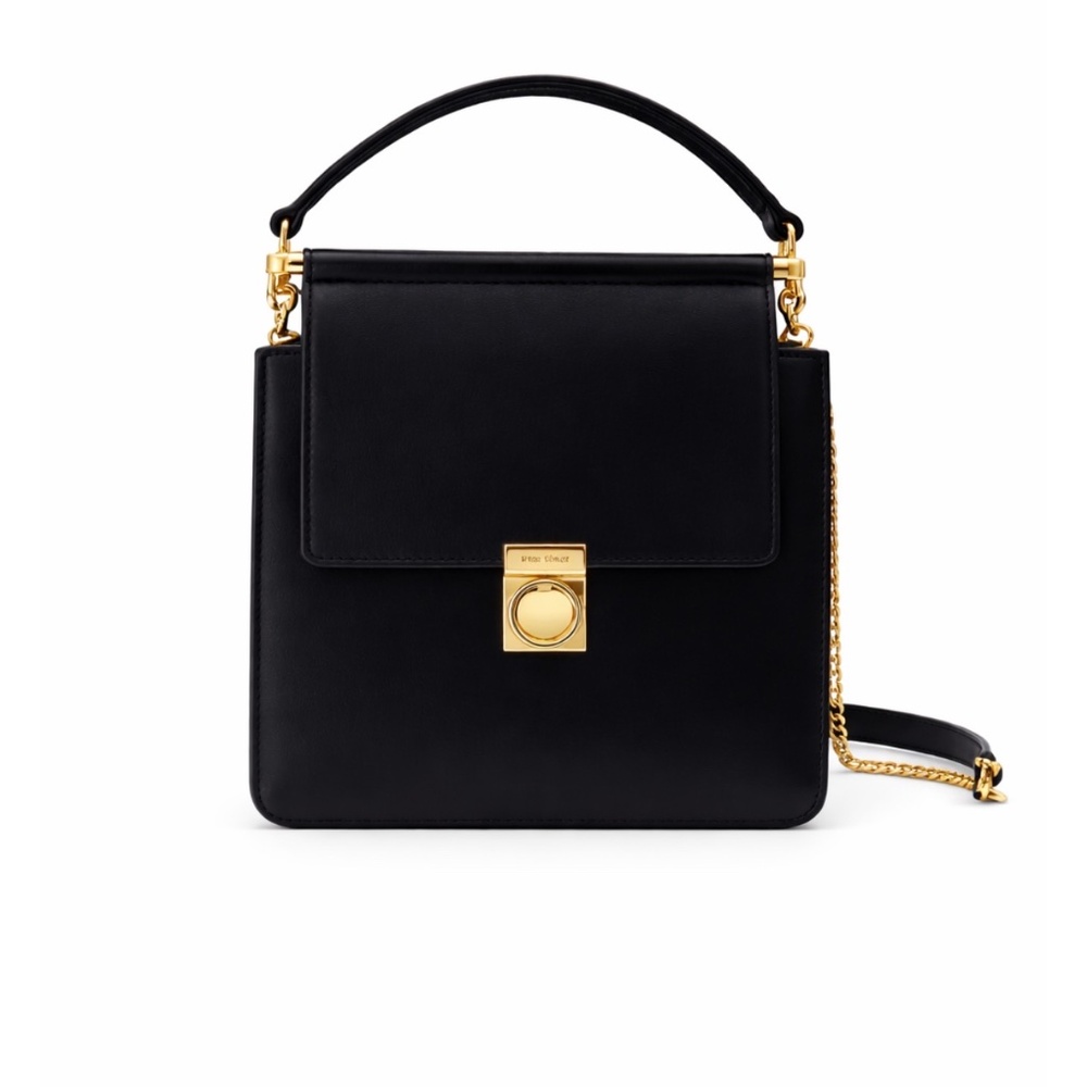 Polene Mini Top-Handle Bag in Black with Gold Hardware